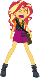 Size: 6578x12761 | Tagged: safe, artist:famousmari5, sunset shimmer, equestria girls, equestria girls series, forgotten friendship, g4, absurd resolution, boots, clothes, eyes closed, female, geode of empathy, miniskirt, open mouth, shoes, shoulder bag, simple background, skirt, solo, transparent background, vector, yelling