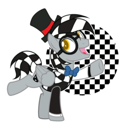 Size: 1024x1015 | Tagged: safe, artist:mintoria, oc, oc only, oc:checkerboard, pegasus, pony, base used, bowtie, glasses, hat, male, simple background, solo, stallion, top hat, transparent background