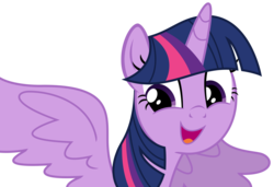 Size: 5041x3453 | Tagged: safe, artist:sketchmcreations, twilight sparkle, alicorn, pony, father knows beast, g4, cute, happy, open mouth, simple background, solo, spread wings, transparent background, twiabetes, twilight sparkle (alicorn), vector, wings