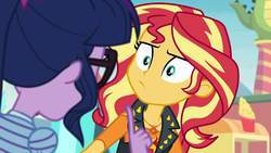 Size: 1920x1080 | Tagged: safe, screencap, sci-twi, sunset shimmer, twilight sparkle, equestria girls, equestria girls series, g4, rollercoaster of friendship, dumbstruck, geode of empathy