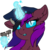Size: 2000x2000 | Tagged: safe, artist:spoopygander, oc, oc only, oc:feiya waull, pony, unicorn, angry, bat eyes, chest fluff, ear fluff, fangs, glowing horn, gun, high res, horn, looking at you, magic, multicolored hair, open mouth, police hat, police officer, police uniform, simple background, slit pupils, telekinesis, transparent background, weapon