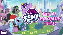 Size: 1280x720 | Tagged: safe, gameloft, idw, king sombra, radiant hope, twilight sparkle, alicorn, pony, unicorn, g4, official, siege of the crystal empire, spoiler:comic, spoiler:comic37, crystal empire, female, idw showified, logo, male, mare, my little pony logo, reformed sombra, stallion, twilight sparkle (alicorn)