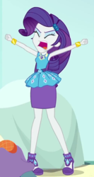 Size: 512x959 | Tagged: safe, screencap, rarity, equestria girls, equestria girls specials, g4, my little pony equestria girls: better together, my little pony equestria girls: rollercoaster of friendship, cropped, female, high heels, rarity peplum dress, screaming, shoes, solo