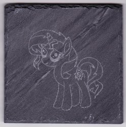 Size: 891x897 | Tagged: safe, artist:malte279, sunset shimmer, pony, unicorn, g4, craft, slate engraving, wip