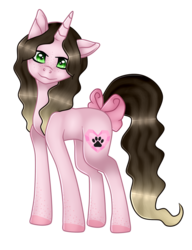 Size: 984x1280 | Tagged: safe, artist:cindystarlight, oc, oc only, oc:cindy, pony, unicorn, bow, female, looking at you, mare, simple background, solo, tail bow, transparent background