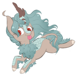 Size: 2800x2800 | Tagged: safe, artist:veincchi, oc, oc only, kirin, female, heart eyes, high res, simple background, sketch, solo, tongue out, transparent background, wingding eyes