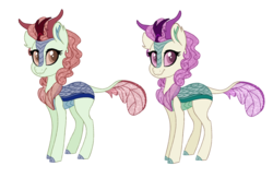 Size: 1979x1287 | Tagged: safe, artist:spectrumnightyt, oc, oc only, hybrid, kirin, g4, sounds of silence, base used, changeling hybrid, cloven hooves, colored hooves, colored sclera, crack ship offspring, female, green eyes, kirin hybrid, kirinling, offspring, parent:autumn blaze, parent:pharynx, purple eyes, simple background, solo, transparent background