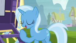 Size: 1280x720 | Tagged: safe, screencap, trixie, pony, unicorn, g4, road to friendship, eyes closed, female, mare, solo