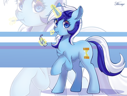 Size: 4000x3000 | Tagged: safe, artist:foxcarp, minuette, pony, unicorn, g4, brushing teeth, female, glowing horn, horn, levitation, looking at you, magic, mare, raised hoof, solo, telekinesis, toothbrush, toothpaste, zoom layer