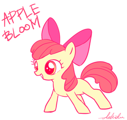 Size: 970x919 | Tagged: safe, artist:ashidaume, apple bloom, earth pony, pony, g4, bow, female, filly, hair bow, simple background, solo, white background