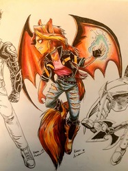 Size: 1280x1707 | Tagged: safe, artist:thecaptainacobskicorncob, sunset shimmer, demon, equestria girls, g4, converse, demon wings, shoes, sunset satan, tail, traditional art, wings