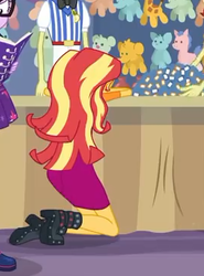 Size: 269x363 | Tagged: safe, screencap, flam, flim, sci-twi, sunset shimmer, twilight sparkle, equestria girls, equestria girls specials, g4, my little pony equestria girls: better together, my little pony equestria girls: rollercoaster of friendship, boots, clothes, cropped, female, flim flam brothers, high heel boots, offscreen character, shoes, skirt