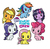 Size: 1440x1400 | Tagged: safe, applejack, fluttershy, pinkie pie, rainbow dash, rarity, twilight sparkle, g4, cutie mark crew, female, happy meal, mane six, mane six opening poses, mcdonald's, mcdonald's happy meal toys, my little pony logo, toy