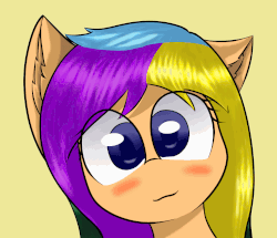 Size: 1425x1225 | Tagged: safe, artist:ppptly, oc, oc:program mouse, pony, :3, animated, anime eyes, blushing, cute, ear flick, ear fluff, female, gif, simple background, solo, tongue out
