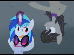 Size: 2027x1500 | Tagged: safe, artist:yaco, dj pon-3, octavia melody, vinyl scratch, earth pony, pony, unicorn, g4, female, grass, lesbian, looking at each other, magic, mare, night, open mouth, ship:scratchtavia, shipping, sunglasses, telekinesis