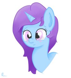 Size: 1280x1412 | Tagged: safe, artist:badponyvectors, oc, oc only, pony, unicorn, blushing, bust, female, mare, simple background, smiling, solo, white background