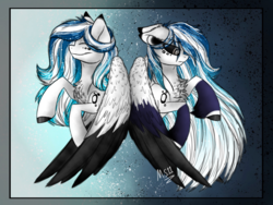 Size: 2048x1536 | Tagged: safe, artist:melonseed11, oc, oc:marie pixel, pegasus, pony, black sclera, duality, female, mare