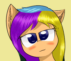 Size: 1425x1225 | Tagged: safe, artist:ppptly, oc, oc:program mouse, pony, :3, animated, anime eyes, blushing, cute, ear flick, ear fluff, female, fixed, gif, reupload, simple background, solo, tongue out