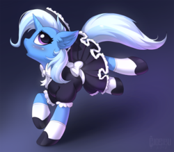 Size: 1200x1050 | Tagged: dead source, safe, artist:hioshiru, trixie, pony, unicorn, g4, blushing, clothes, cute, diatrixes, female, hnnng, maid, mare, solo