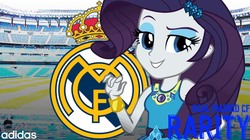 Size: 1271x712 | Tagged: safe, edit, rarity, equestria girls, equestria girls series, g4, choose rarity, cyoa, estadio santiago bernabeu, geode of shielding, gritted teeth, jewelry, lidded eyes, looking at you, magical geodes, raised eyebrow, real madrid