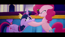Size: 640x360 | Tagged: safe, screencap, pinkie pie, twilight sparkle, alicorn, pony, g4, my little pony: the movie, animated, boop, boop compilation, female, noseboop, personal space invasion, twilight sparkle (alicorn)