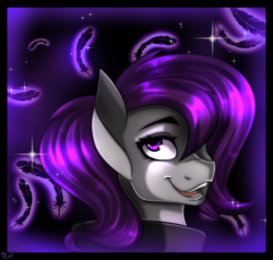 Size: 700x666 | Tagged: safe, artist:derpsonhooves, part of a set, oc, oc only, oc:morning glory (project horizons), pegasus, pony, fallout equestria, fallout equestria: project horizons, abstract background, bust, clothes, fanfic, fanfic art, female, mare, open mouth, portrait, smiling, solo, teeth