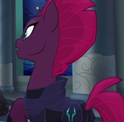 Size: 818x803 | Tagged: safe, screencap, tempest shadow, pony, unicorn, g4, my little pony: the movie, armor, broken horn, butt, cropped, female, horn, mare, plot, solo