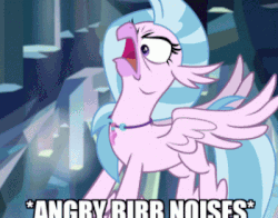 Size: 400x313 | Tagged: safe, edit, edited screencap, screencap, silverstream, classical hippogriff, hippogriff, g4, what lies beneath, angry, animated, birb, cropped, cute, descriptive noise, diastreamies, eyelashes, female, gif, horsebirb, horsebird, image macro, jewelry, madorable, meme, necklace, noise, school of friendship, shaking, silverrage, solo, triggered