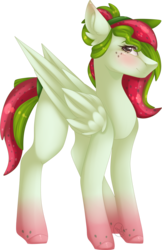 Size: 2051x3160 | Tagged: safe, artist:mauuwde, oc, oc only, oc:watermelana, pegasus, pony, female, freckles, gradient hooves, high res, mare, simple background, solo, transparent background