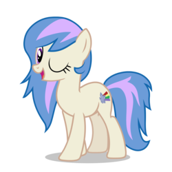 Size: 3333x3333 | Tagged: safe, alternate version, artist:age3rcm, oc, oc only, oc:angel quartz, earth pony, pony, commission, female, mare, one eye closed, show accurate, simple background, smiling, solo, transparent background, vector, wink