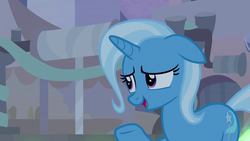 Size: 1280x720 | Tagged: safe, screencap, trixie, pony, unicorn, g4, my little pony: friendship is magic, road to friendship, female, mare, ms. powerful, solo