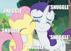 Size: 683x492 | Tagged: safe, edit, edited screencap, screencap, fluttershy, rarity, pegasus, pony, unicorn, fake it 'til you make it, g4, adorable face, animated, best friends, cheek rub, cropped, cute, cutie mark, daaaaaaaaaaaw, discovery family logo, eyelashes, eyes closed, eyeshadow, female, friendshipping, hnnng, hug, huggies, image macro, imma snuggle you, makeup, mare, meme, nuzzling, raribetes, rarity is a marshmallow, shyabetes, snuggling