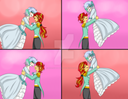 Size: 1024x799 | Tagged: safe, artist:rollingbubblesfan, sunset shimmer, oc, oc:icy bliss, equestria girls, g4, canon x oc, dancing, equestria guys, female, half r63 shipping, icyshimmer, love, male, rule 63, shipping, straight, sunset glare, sunsetbliss