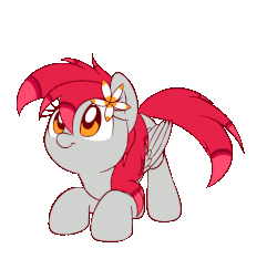 Size: 800x750 | Tagged: safe, artist:acersiii, derpibooru exclusive, oc, oc only, oc:tiny jasmini, pegasus, pony, g4, animated, behaving like a dog, butt shake, cute, face down ass up, female, flower, frame by frame, gif, happy, mare, ocbetes, simple background, smiling, smol, solo, tail wag, tiny, tiny ponies, tiny wag, tinyjabetes, transparent background, weapons-grade cute