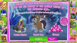 Size: 960x540 | Tagged: safe, gameloft, idw, applejack, queen chrysalis, shadow lock, pony, unicorn, g4, advertisement, cloak, clothes, costs real money, greedloft, idw showified, introduction card, male, scar, stallion