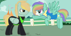 Size: 2504x1294 | Tagged: safe, artist:breeze-pfambipom1221, oc, pegasus, pony, g4, the washouts (episode), clothes, uniform, washouts uniform