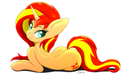 Size: 2700x1817 | Tagged: safe, artist:canister, sunset shimmer, pony, unicorn, bunset shimmer, butt, curvy, female, mare, plot, solo