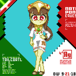 Size: 1024x1024 | Tagged: safe, artist:theratedrshimmer, oc, oc only, oc:tailcoatl, pony, equestria girls, g4, clothes, cute, equestria girls-ified, female, helmet, mexico, nation ponies, ponified, smiling, solo