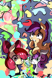 Size: 1000x1500 | Tagged: safe, artist:tohupo, apple bloom, scootaloo, sweetie belle, g4, cutie mark crusaders, female, filly, potion