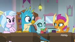 Size: 1920x1080 | Tagged: safe, screencap, gallus, ocellus, silverstream, smolder, classical hippogriff, griffon, hippogriff, a rockhoof and a hard place, g4