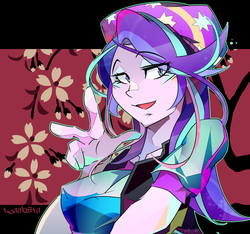 Size: 1600x1498 | Tagged: safe, artist:tyuubatu, starlight glimmer, human, equestria girls, g4, female, looking at you, smiling, solo