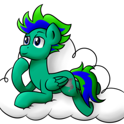 Size: 1500x1500 | Tagged: safe, artist:daromius, oc, oc only, oc:gale twister, pegasus, pony, cloud, male, prone, simple background, solo, stallion, transparent background