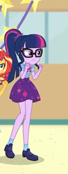 Size: 216x551 | Tagged: safe, screencap, sci-twi, sunset shimmer, twilight sparkle, equestria girls, equestria girls specials, g4, my little pony equestria girls: better together, my little pony equestria girls: rollercoaster of friendship, clothes, cropped, female, geode of telekinesis, glasses, legs, offscreen character, ponytail, shoes, skirt, socks, solo focus