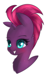 Size: 671x1135 | Tagged: safe, artist:brok-enwings, tempest shadow, pony, unicorn, g4, blushing, broken horn, bust, female, horn, mare, portrait, simple background, smiling, solo, transparent background