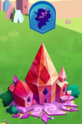 Size: 268x403 | Tagged: safe, gameloft, g4, my little pony: magic princess, bush, cropped, crystal, crystal empire, game screencap, group quests, limited-time story, prison, the anonymous campsite