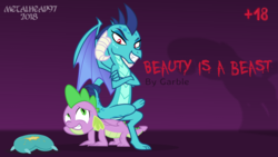 Size: 3999x2249 | Tagged: safe, artist:metalhead97, princess ember, rarity, spike, dragon, comic:beauty is a beast, g4, abuse, all fours, comic, commission, crossed arms, domination, evil grin, explicit source, female, femdom, forniphilia, go to sleep garble, grimdark source, grin, grotesque source, high res, implied garble, implied rarity, looking at each other, male, nervous, nervous smile, pathetic, pillow, sadism, sex slave, shadow, signature, sitting on person, slave, smiling, spikeabuse, story, straight, strong, sweat, this will end in death, this will end in death by snu snu, this will end in pain, this will end in pain and/or death, this will end in snu snu, this will end in tears, this will end in tears and/or death, this will end in vore, this will not end well, weak, winged spike, wings