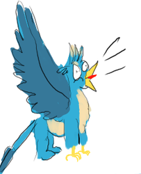 Size: 230x283 | Tagged: safe, artist:horsesplease, gallus, griffon, g4, behaving like a rooster, crowing, faic, gallus the rooster, majestic as fuck, male, namesake, paint tool sai, solo