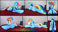 Size: 7121x3999 | Tagged: safe, artist:qtpony, rainbow dash, pony, g4, absurd resolution, irl, life size, photo, plushie, prone, solo