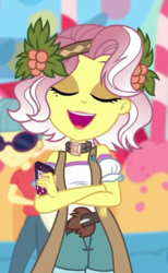 Size: 551x893 | Tagged: safe, screencap, vignette valencia, equestria girls, equestria girls specials, g4, my little pony equestria girls: better together, my little pony equestria girls: rollercoaster of friendship, beauty mark, cropped, eyes closed, eyeshadow, makeup, open mouth, smiling