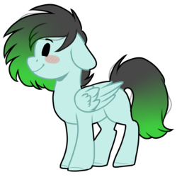 Size: 2000x2000 | Tagged: safe, artist:grapegrass, oc, oc only, oc:gryph xander, pegasus, pony, blushing, chibi, gradient mane, happy, high res, male, profile, simple background, smiling, solo, stallion, transparent background, wings, ych result